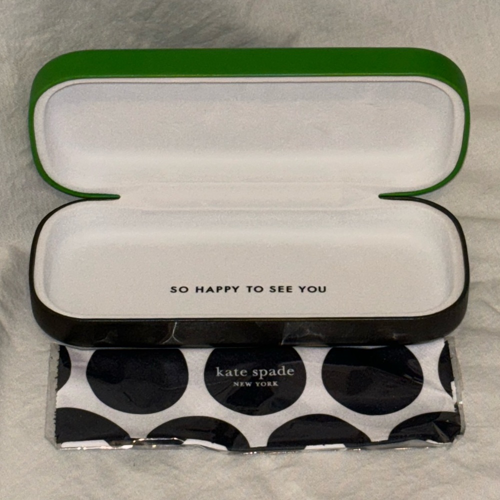 Kate Spade green & black hard shell signature eyeglass readers sunglass case - Picture 13 of 15